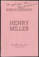 SOLD BY PRIVATE TREATYBibliography: Henry Miller - with additions laid in