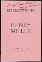 SOLD BY PRIVATE TREATYBibliography: Henry Miller - with additions laid in