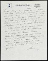 SOLD BY PRIVATE TREATYOne-page autograph letter signed from Anaïs Nin to Henry Miller