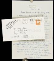 SOLD BY PRIVATE TREATY1 page autograph letter signed on personal stationery to Henry Miller