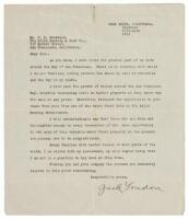 Typed, signed letter from Jack London to the Ellis Landing & Dock Co.