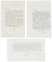 Three typed letters signed by Raymond Carver addressed to writer Irene Wanner