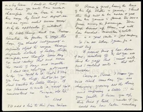 Autograph Letter from Zane Grey to his son Romer