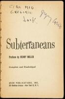 WITHDRAWN The Subterraneans - Inscribed by Kerouac to Gregory Corso