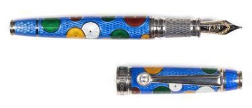 Pierrot Blue Enamel and Sterling Silver Limited Edition Fountain Pen