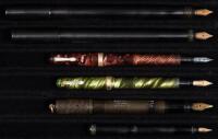 Six Vintage Fountain Pens, Including Safety Pens and Minis