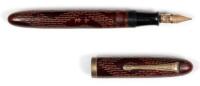 Black Lacquer Fountain Pen, Carved Pattern, c. 1930s