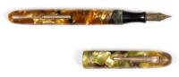 No. 20 Fountain Pen, Green and Brown Celluloid, Postwar