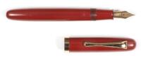 Large Red Urushi Plunger-Filler Fountain Pen, c.1940