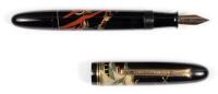 Black Lacquer Mountain Temple Maki-e Fountain Pen, c. 1930s