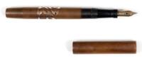 No. 2 Black Hard Rubber Vest-Form Fountain Pen, 9K Rolled Gold "Fish" Filigree Overlay