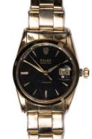 Oyster Date Precision Gold-Plated Automatic Watch with Original Bracelet, Black Dial, Ref. 3131