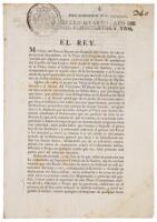 Printed decree signed by King Charles IV of Spain & other dignitaries & officials, regarding a slave revolt in the New Kingdom of Granada