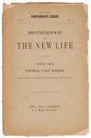 Brotherhood of The New Life. Letter from Thomas Lake Harris with Passing Reference to Recent Criticisms [cover]