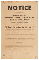 Civilian Exclusion Order No. 5 - Headquarters Western Defense Command and Fourth Army, Presidio of San Francisco, California. April 1, 1942