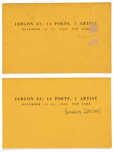 Jargon 31: 14 Poets, 1 Artist. December 12-14, 1958, New York