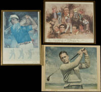 Six color works on paper - art featuring famous golfers, scenes, etc.