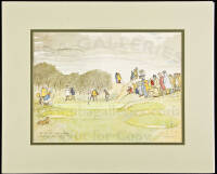 Five prints of watercolor scenes of the Royal Birkdale Centennial Golf by Ionicus