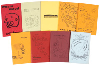 Nine volumes of Wormwood Review featuring the work of Charles Bukowski