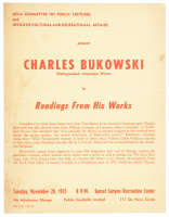 Charles Bukowski, Distinguished American Writer in Readings From His Works