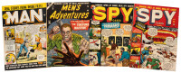 MAN COMICS No. 1 * MEN'S ADVENTURES No. 24 * SPY CASES Nos. 5 and 8 * Lot of Four Adventure Comic Books