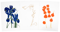 Five floral linocut prints by Henry Evans