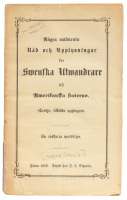 Några wälmenta Råd och Upplysningar för Swenska Utwandrare til Amerikanska Staterna
