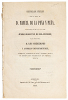 Comunicacion Circular Que El Exmo. Sr. Don Manuel De La Peña y Peña, Estendió En El Año De 1845, Como Ministro De Relaciones…