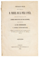 Comunicacion Circular Que El Exmo. Sr. Don Manuel De La Pe&ntilde;a y Pe&ntilde;a, Estendi&oacute; En El A&ntilde;o De 1845, Como Ministro De Relaciones&hellip;