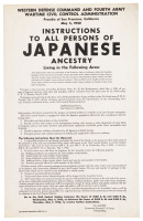 Printed poster instructing persons of Japanese ancestry in San Francisco to report to the Civil Control Station at 1530 Buchanan Street