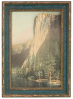 Hand-colored photograph of El Capitan in Yosemite Valley