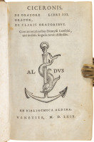 Ciceroniis. De oratore libri III. Orator. De claris oratoribus. Cum Annotationibus Dionysii Lambini, viri doctiss. singulis tomis distinctis