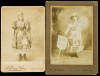 Two cabinet card photographs of women in Parade Advertising Dresses