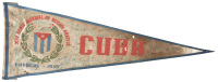 Cuban pennant from the 1953 XIV World Amateur Baseball Championship, signed by many players on the team
