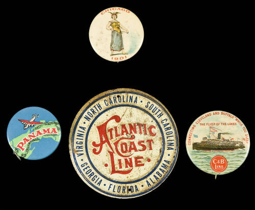 Four souvenir items related to American travel in the early 20th century