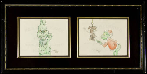 Two original drawings of the Grinch in color