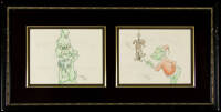 Two original drawings of the Grinch in color