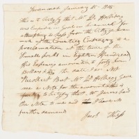 Manuscript certification that Mr. Jno. Holliday was imprisoned in the "Gaol in Savannah" for violating the quarantine during the 1800 smallpox epidemic