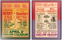 Two posters for History of Rock n' Roll concerts at the Oakland Coliseum
