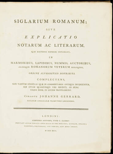 Siglarium Romanum; sive Explicatio Notarum ac Literarum