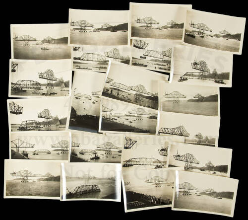 Twenty-two silver photographs of the construction of the Carquinez Strait Bridge