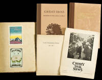 Album with 35 original color lithographed labels for raw silk containers, compiled by the Cheney Silk Company, with related material