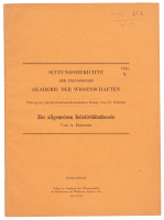 Zur allgemeinen Relativit&auml;tstheorie
