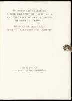 An Essay...on A Bibliography of California and the Pacific West, 1510-1906 by Robert E. Cowan. With an Original Leaf from the Club's 1914 First Edition