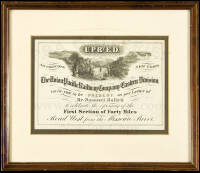 Invitation to attend a celebration of the opening of the first forty-mile section of the Union Pacific Railroad