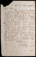 Autograph Letter, signed by Powers, to James Logan, on the back of a letter sent to Powers from R.C. Trumble, responding to an inquiry Powers made for Logan about land claims