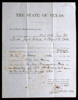 Printed summons, filled out in ink, instructing the Sheriff of Robertson County, Texas, to subpoena three witnesses