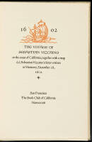 The Voyage of Sebastian Vizcaino to the coast of California, together with a map & Sebastian Vizcaino's letter written at Monterey, December 28, 1602