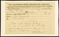 Manuscript telegraph asking for contribution to the Examiner