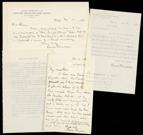 Three letters to Eugene Field from Slason Thompson